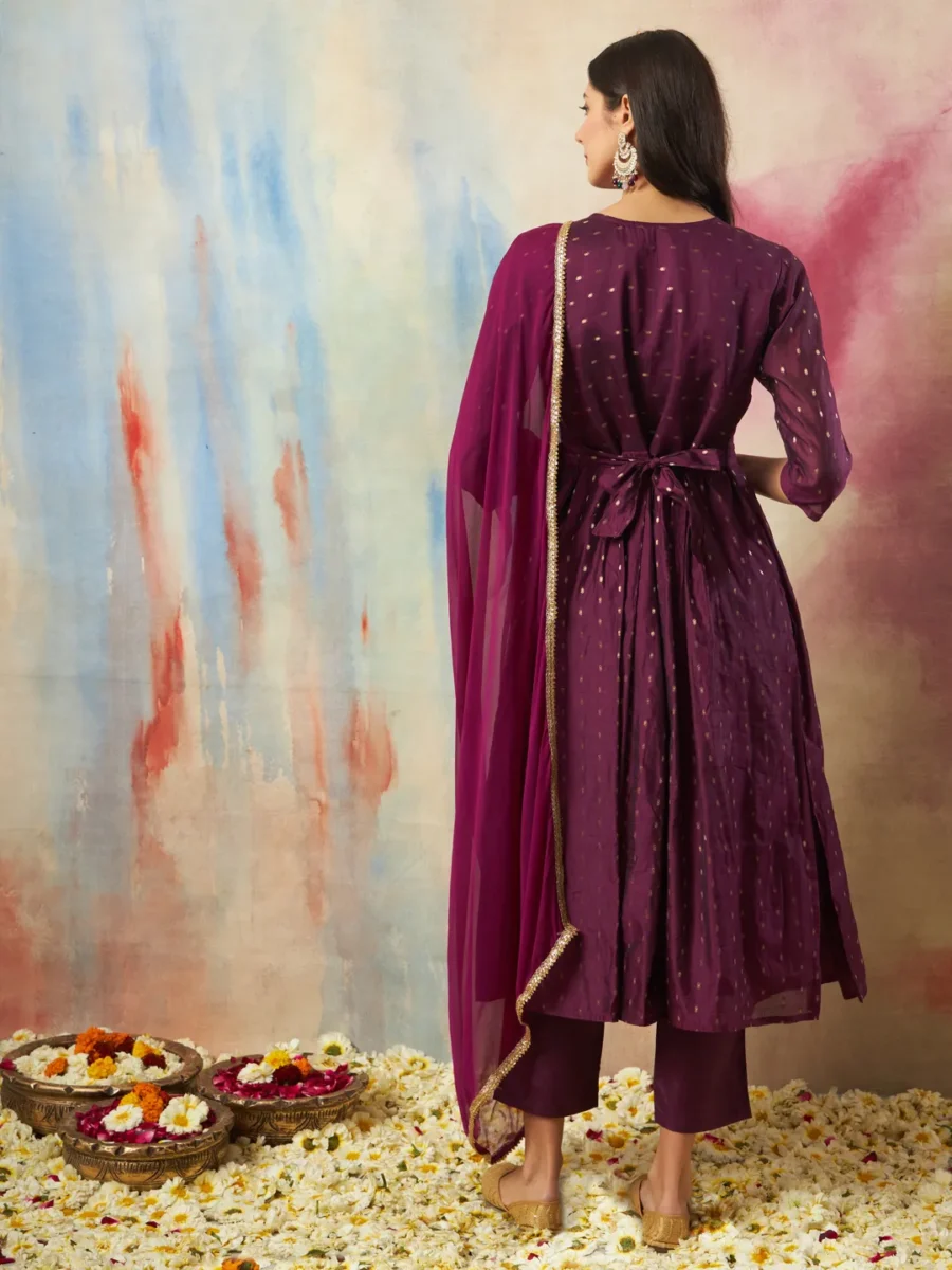 Rajsi Women Flared Kurta and Trousers Pant Set Cotton Silk Blend | VICORA