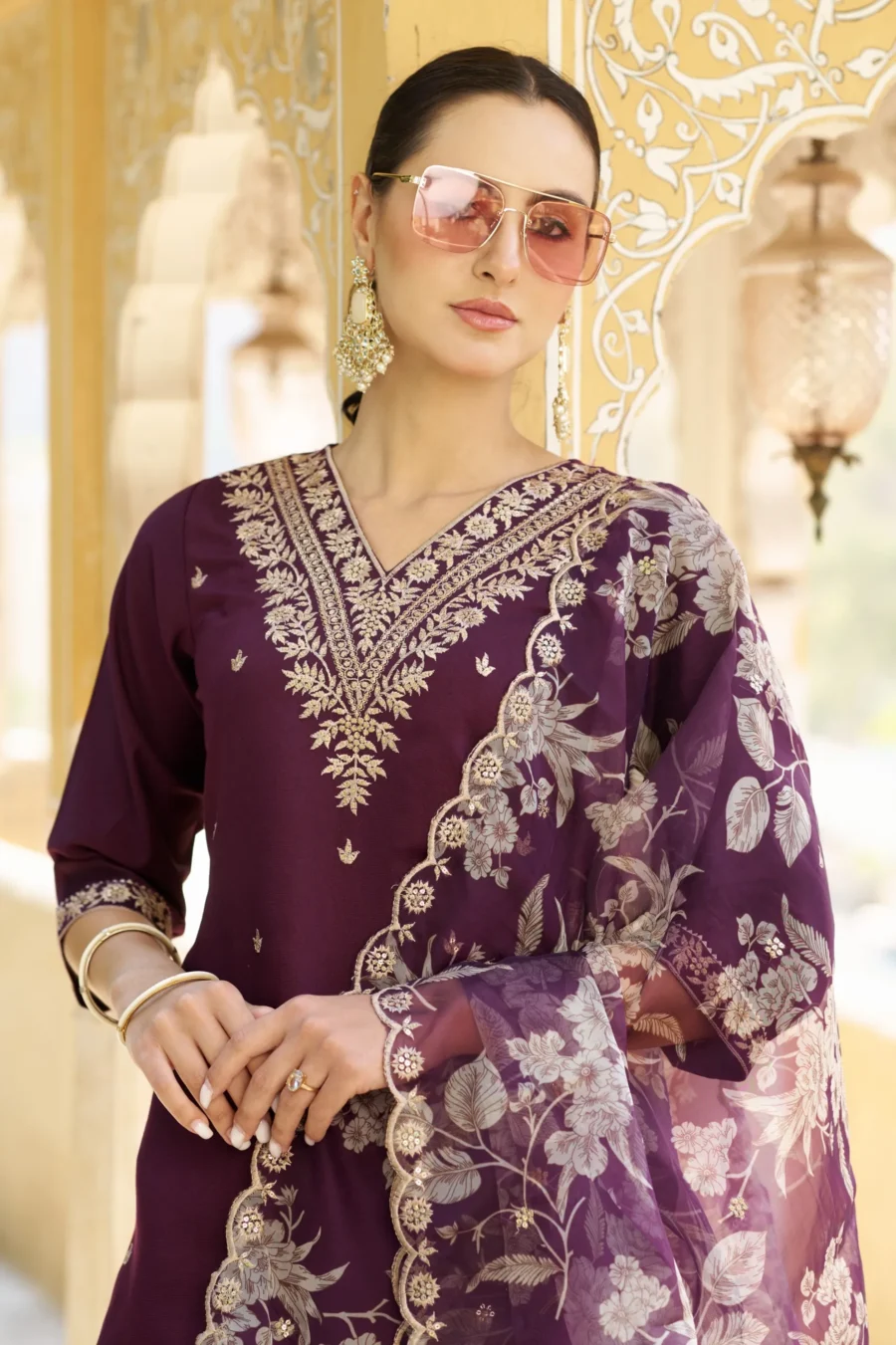 Sanskruti Embroidered Silk Blend Straight Suit With Dupatta | VICORA