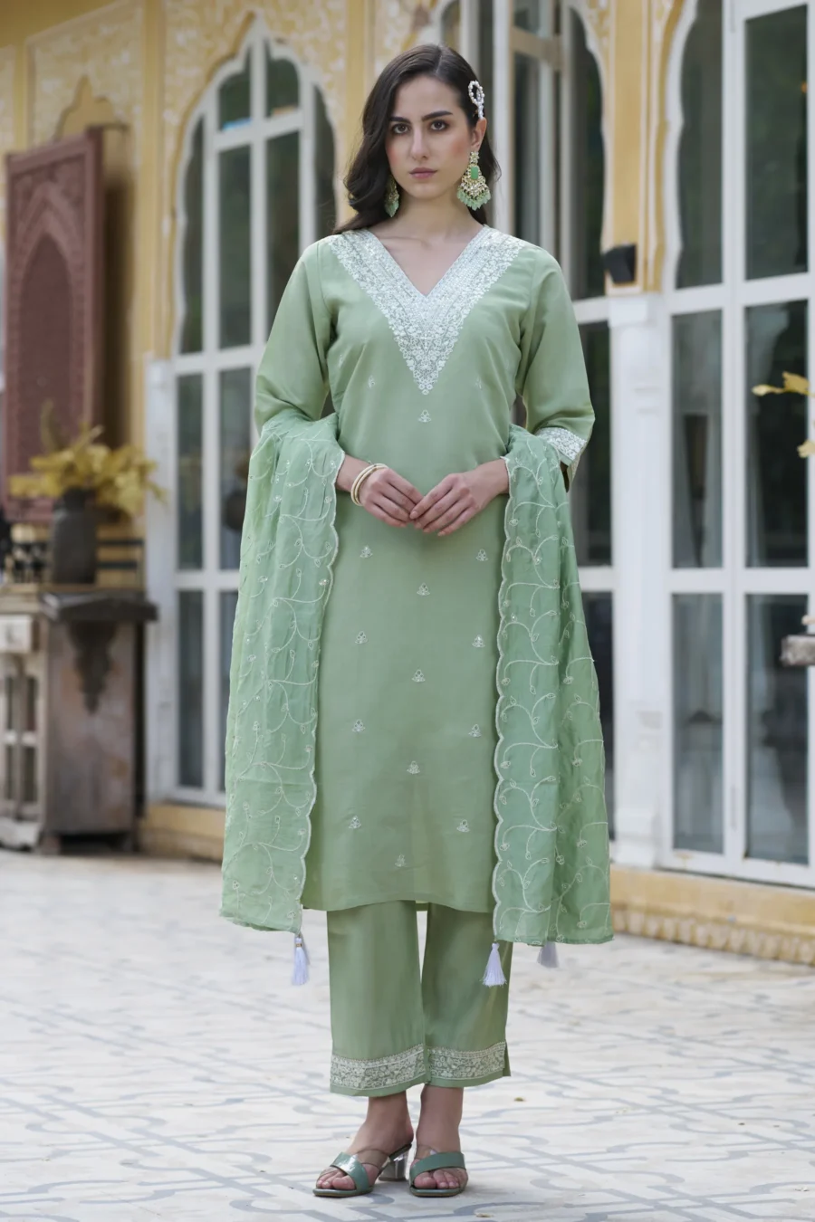 Meera Women Kurta and Pant Sets Silk Blend Fabric | VICORA
