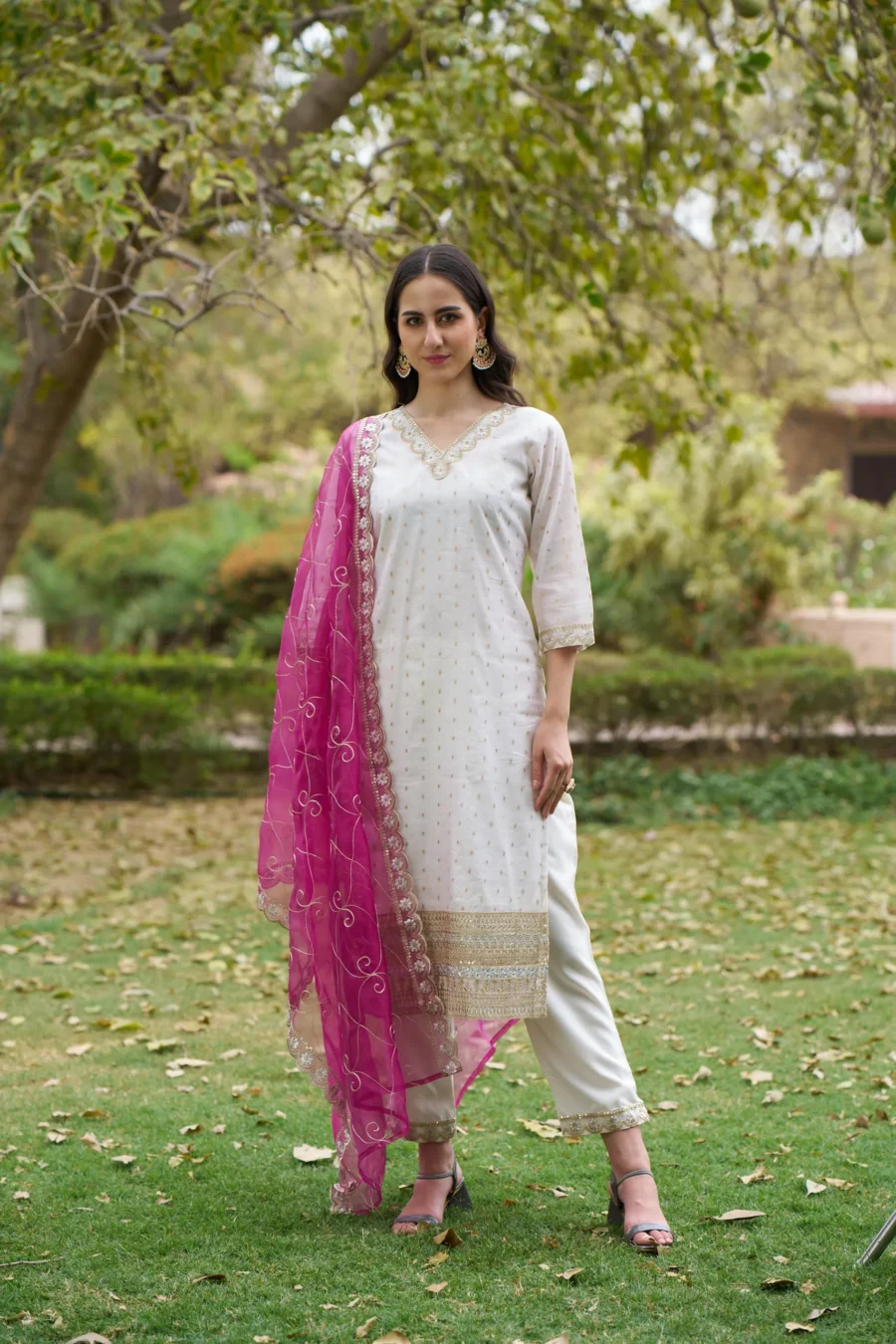 Reshma Chanderi Silk Blend Kurta Set | VICORA