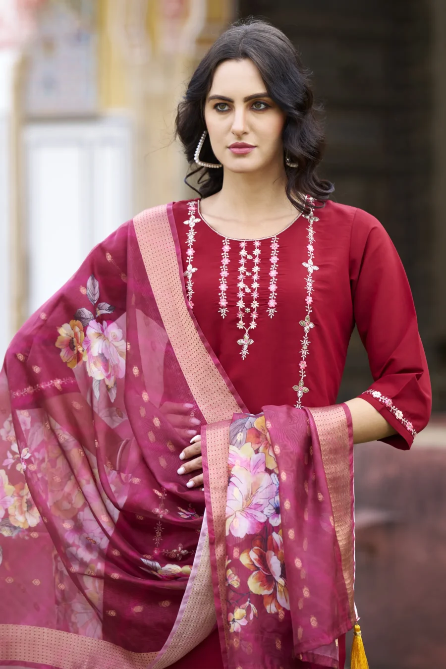 Kesarika Women Kurta and Pant Sets Viscos Roman Silk Fabric | VICORA