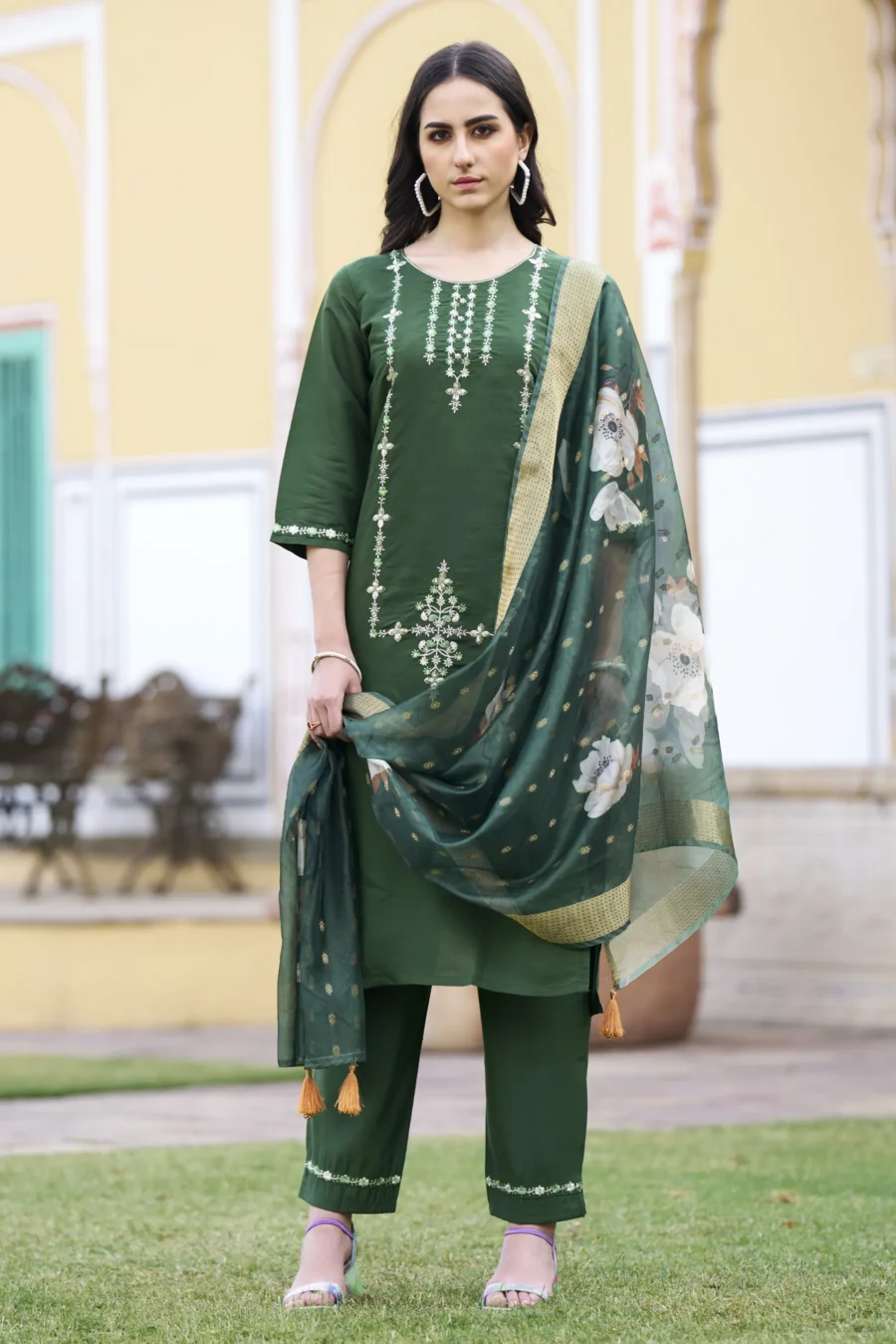 Sitara Women Kurta and Pant Sets Viscos Roman Silk Fabric | VICORA