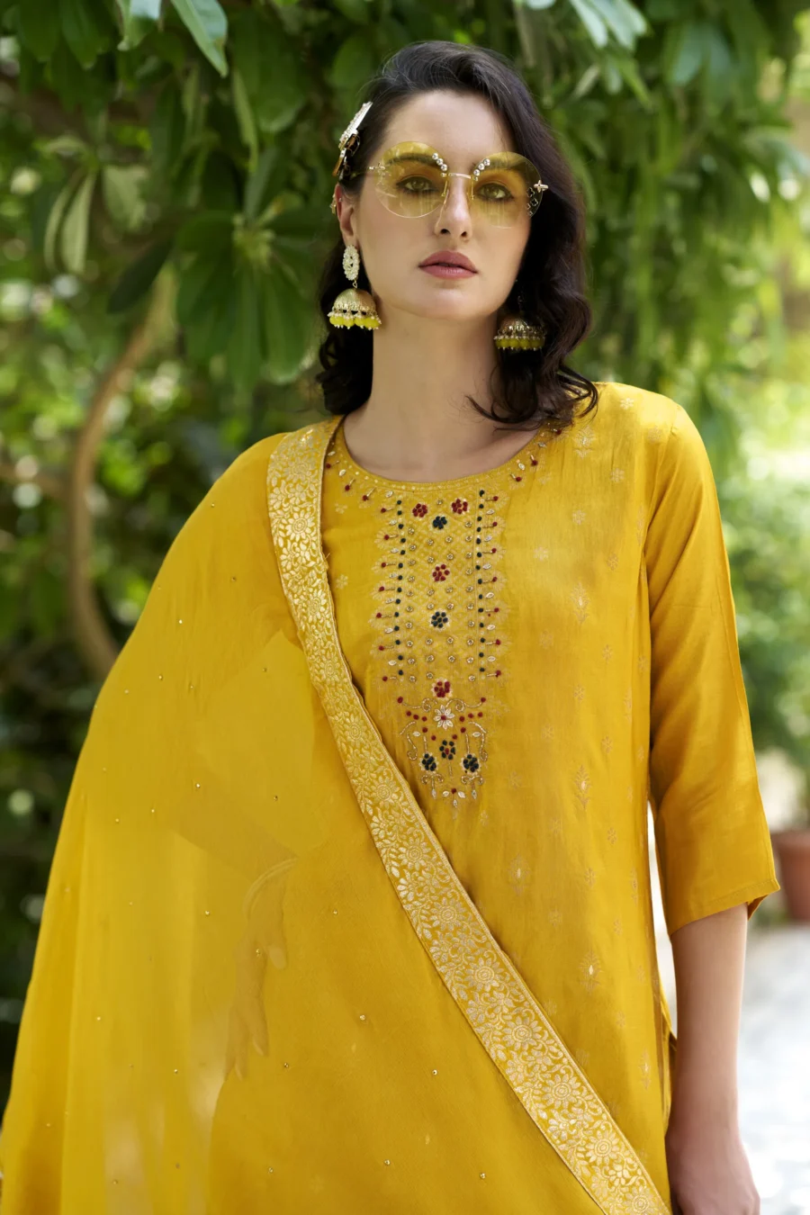 Vivah Women Kurta and Pant Sets Dupatta Viscose Rayon Silk Blend with Handwork | VICORA