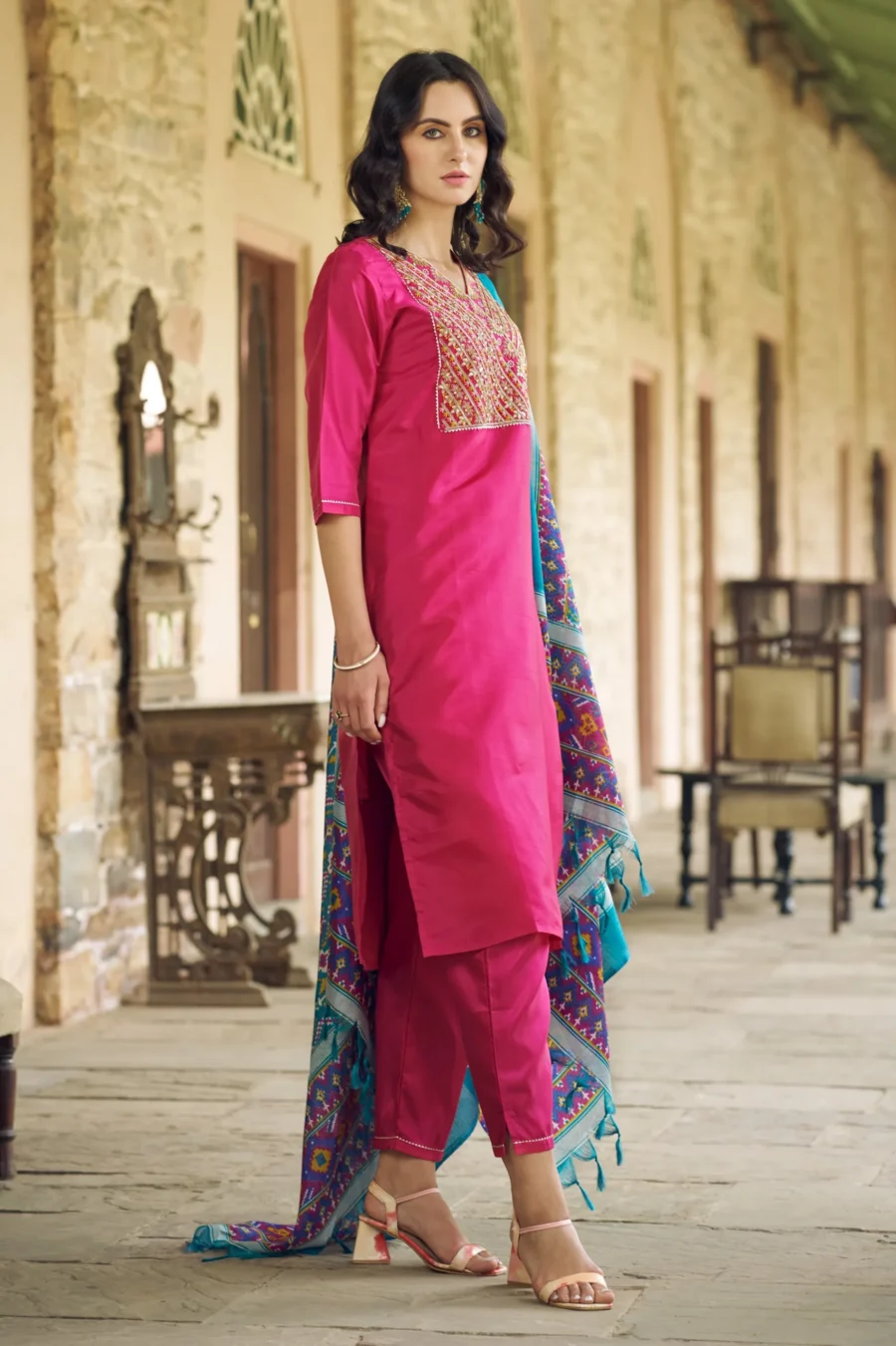 Jyoti Women Kurta and Trousers Pant Set Silk Blend | VICORA