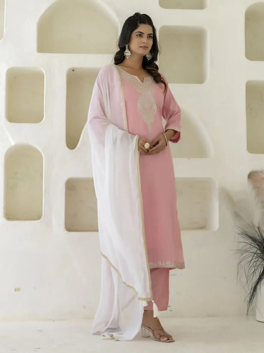 Kashvi Silk Blend Women Kurta Pant with Dupatta Sets With Embroidery | VICORA
