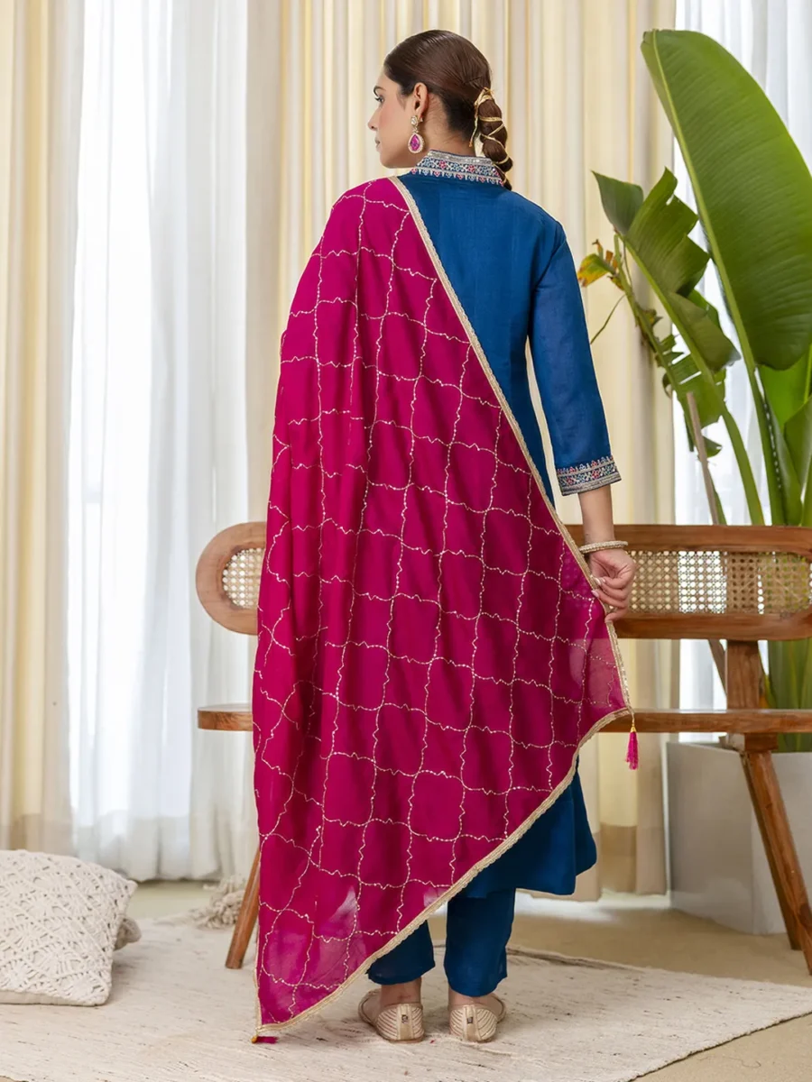Buy Teal Special Designer Kurta Pant Set with Elegant Dupatta Online | VICORA