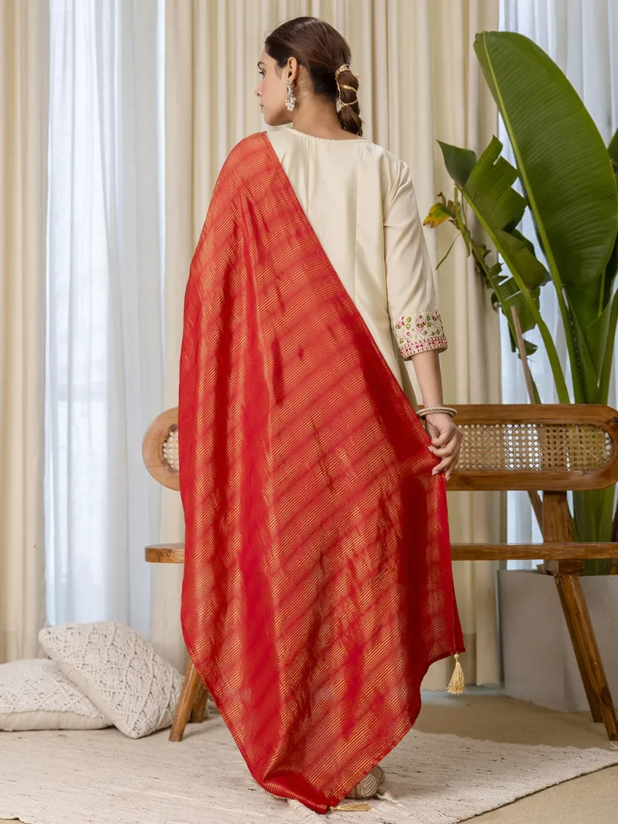 Buy Beige Elegant Silk Kurta Pant Set Online | VICORA