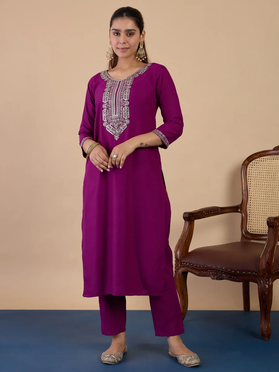 Buy Purple Women’s Traditional Kurta Pant Set with Dupatta Online | VICORA