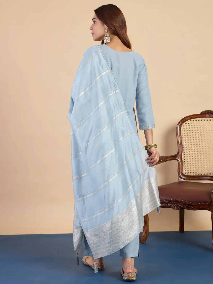 Buy Grey Women's Designer Kurta Pant Set Premium Pattern Collection Online | VICORA