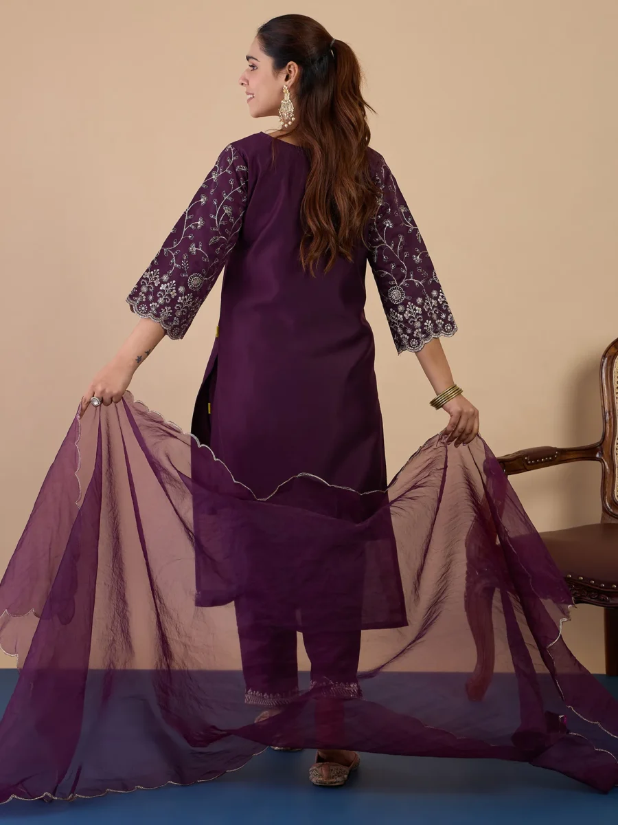 Buy Wine Women's Designer Kurta Pant Set Premium Pattern Collection Online | VICORA