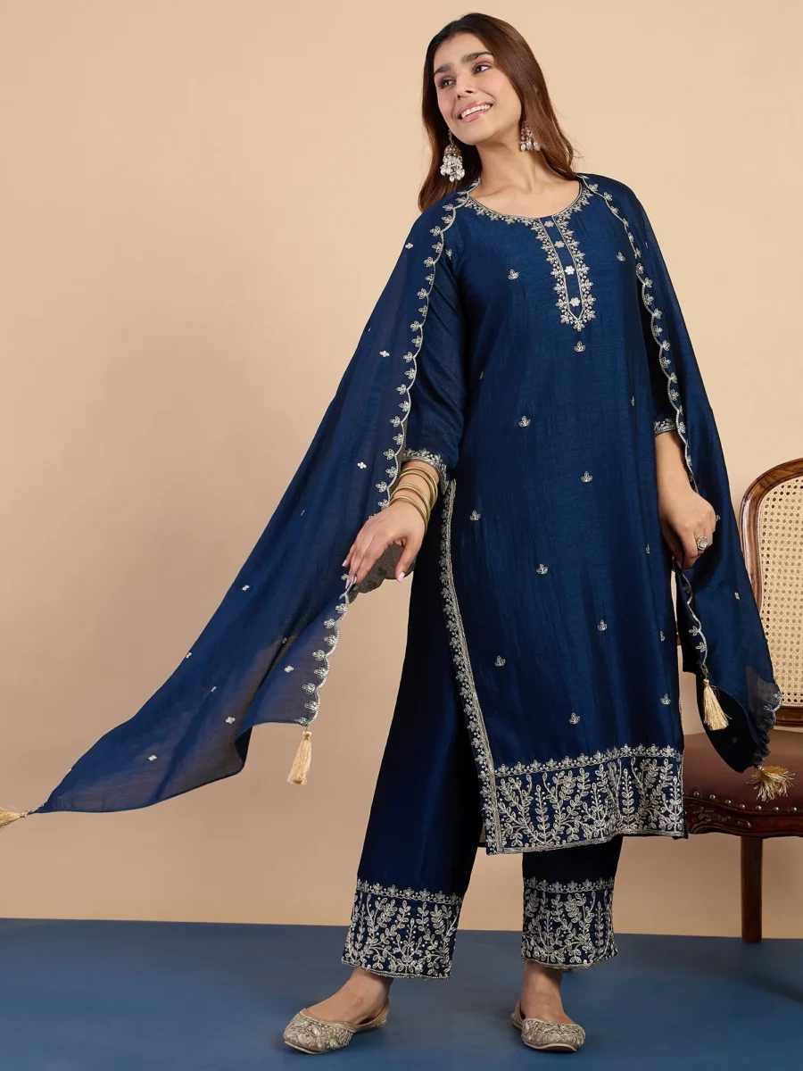 Buy Teal Women's Designer Kurta Pant Set Premium Pattern Collection Online | VICORA