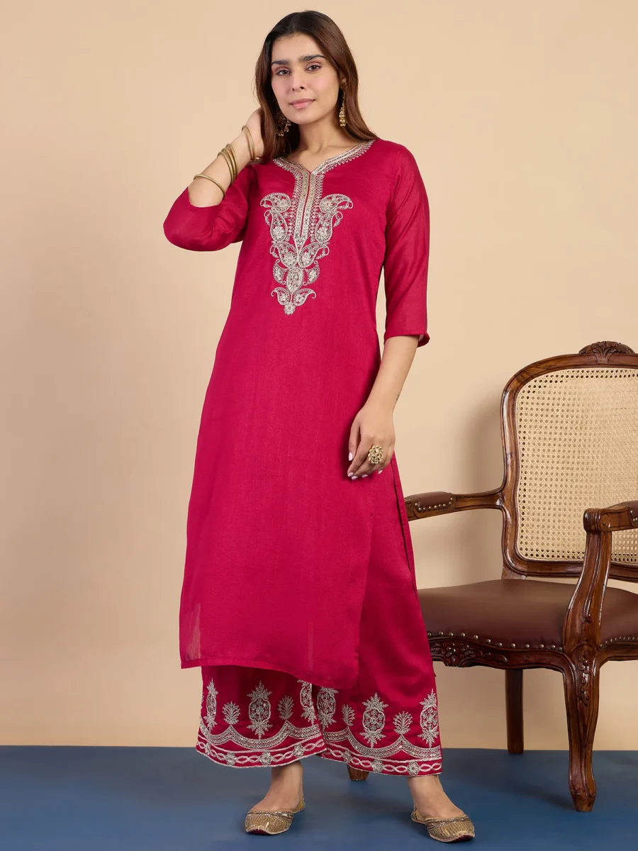 Buy Rani Embroidred Kurta Sets with Sequins Work Women Suits Online | VICORA