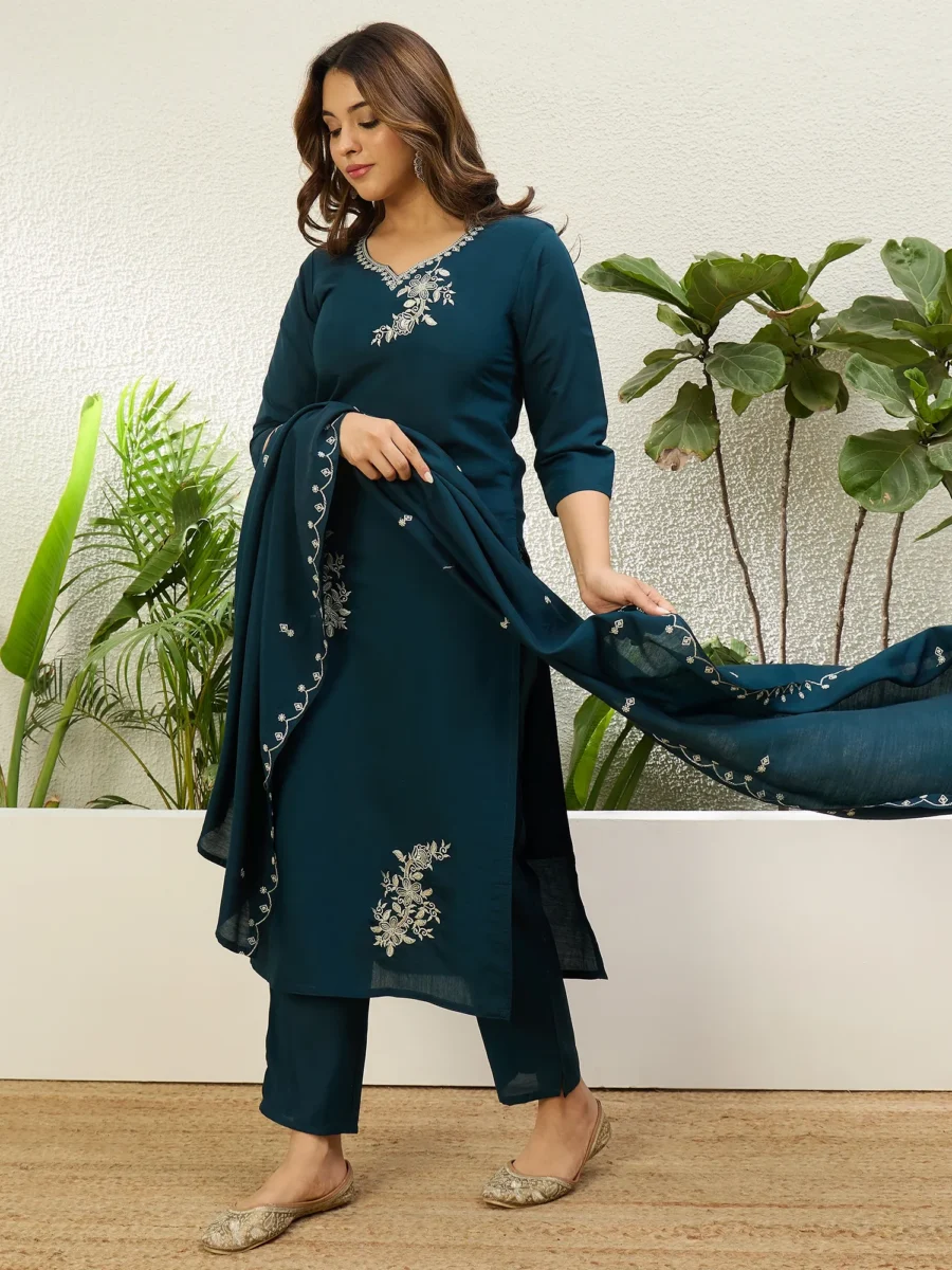 Buy N Blue Women’s Traditional Kurta Pant Set with Dupatta Online | VICORA