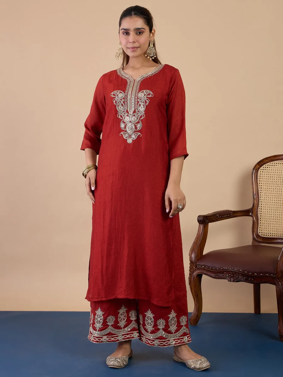 Buy Rani Embroidred Kurta Sets with Sequins Work Women Suits Online | VICORA